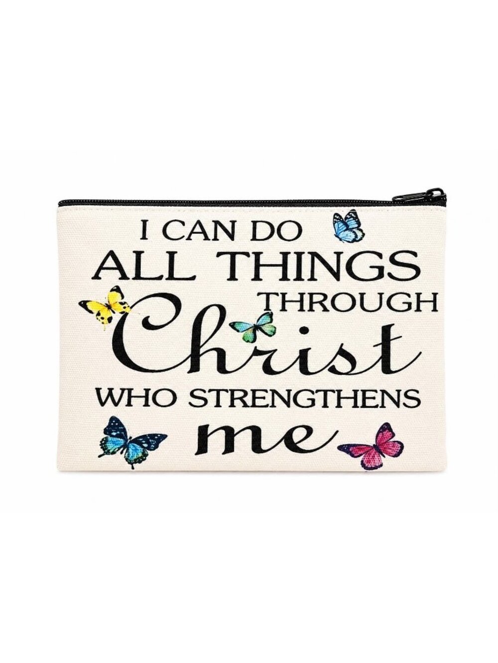 Christian Inspirational Butterfly Cosmetic Bag